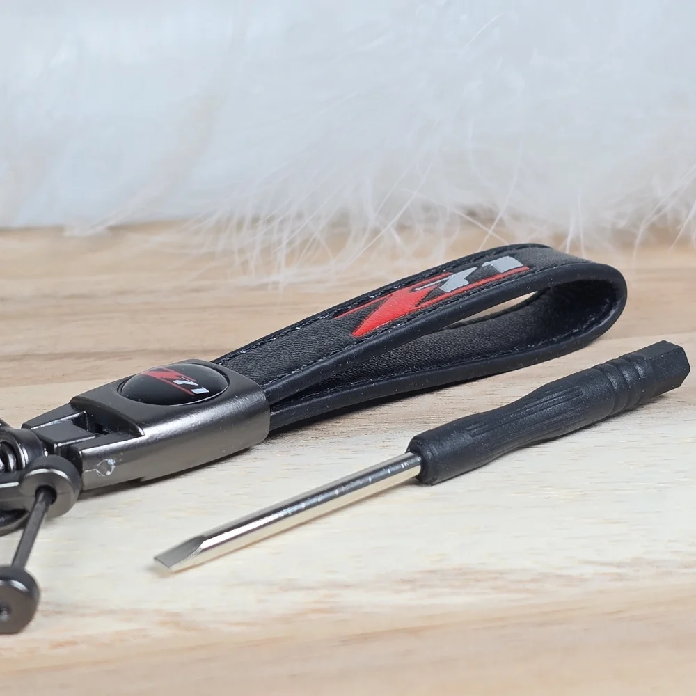 Black Leather Keychain with Screwdriver for Z71 Chevy Silverado or Colorado New